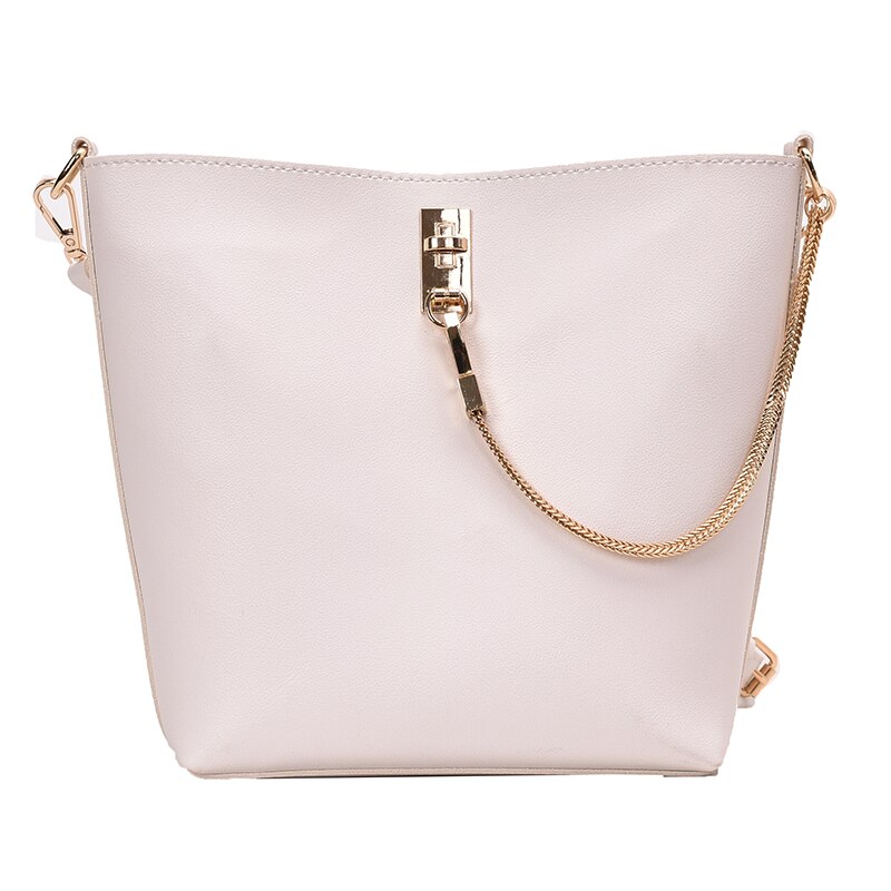 Small Pu Leather Handbags Shoulder Bag Ladies Crossbody Bags for Women Female Bucket Messenger Bag: White
