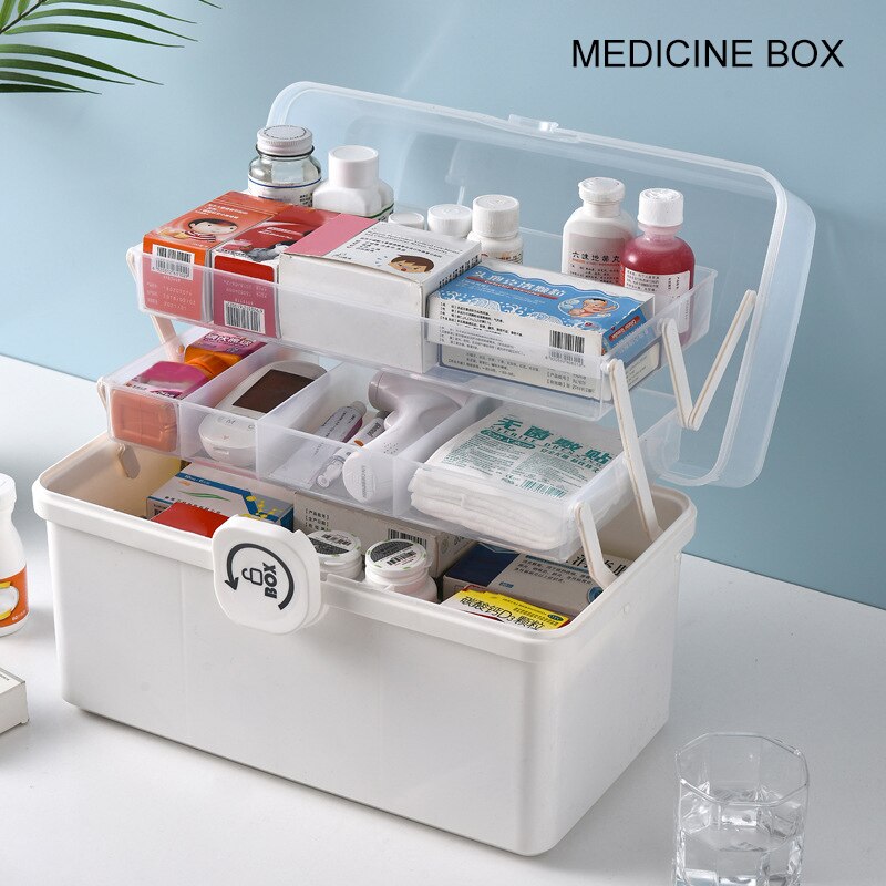 3 couches en plastique boîte de rangement boîte médicale organisateur multifonctionnel Portable armoire à pharmacie famille Kit d'urgence boîte directe