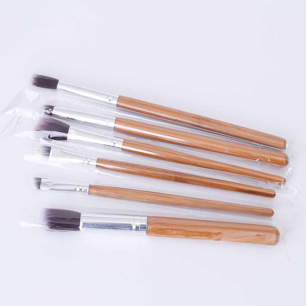 SAIANTTH 6pcs nature bamboo makeup brushes set foundation eyeshadow eyeliner lip cosmetic kit eyes pincel maquiagem
