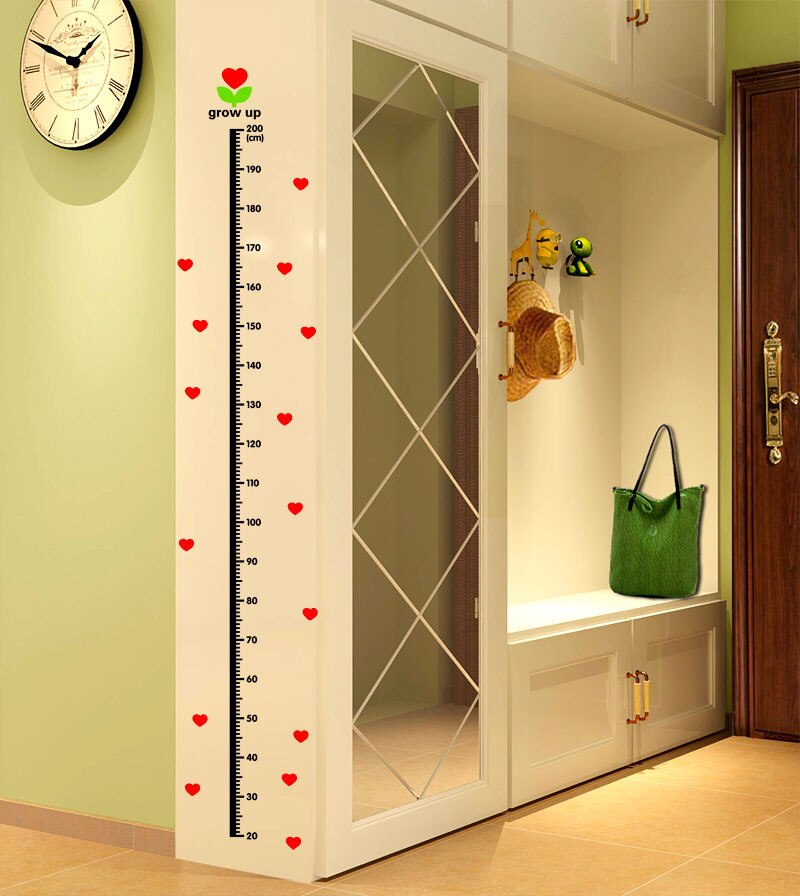 Height Measurement Wall Stickers Cartoon Undersea Animals Wall Decals Love Heart Stickers for Kids Baby Nursery Room Decoration