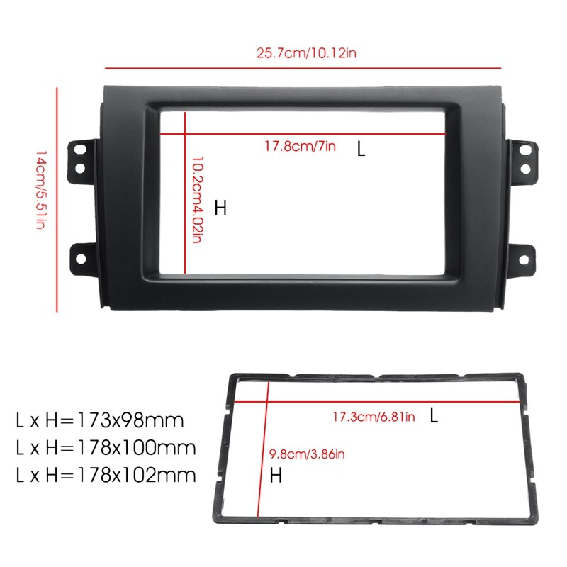 2Din auto Radio estéreo Panel o molduras de marcos para Suzuki SX4 2007 para Fiat Sedici 2005 +