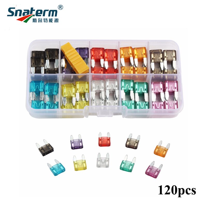 120Pcs Mini Auto Automotive Auto Boot Truck Blade Fuse Box Assortiment 2A 3A 5A 7.5A 10A 15A 20A 25A 30A 35A