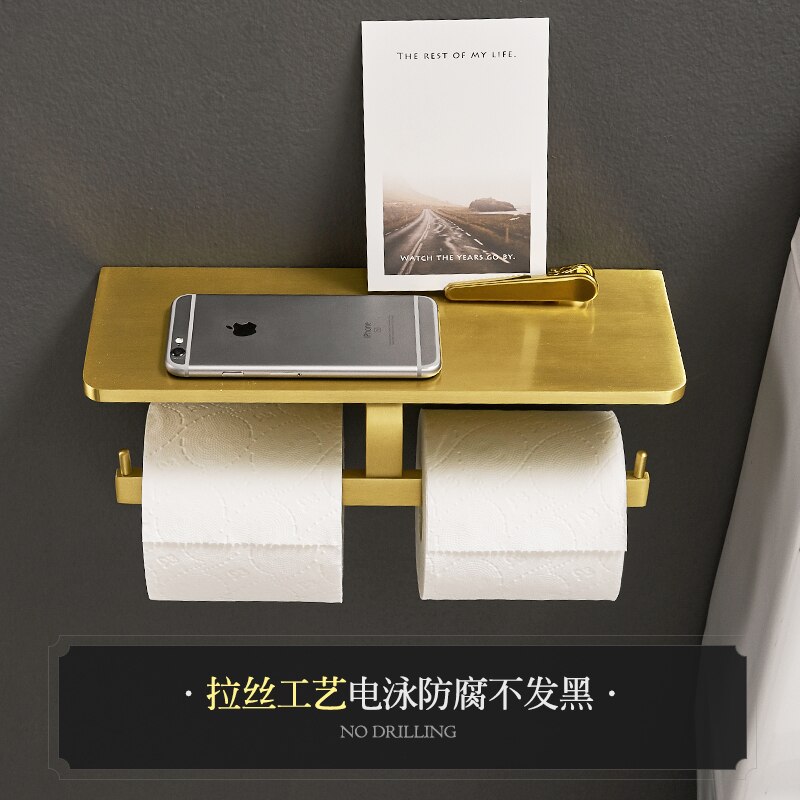 Toilet Paper Rack Brushed Gold Mobile Phone Holder... – Vicedeal