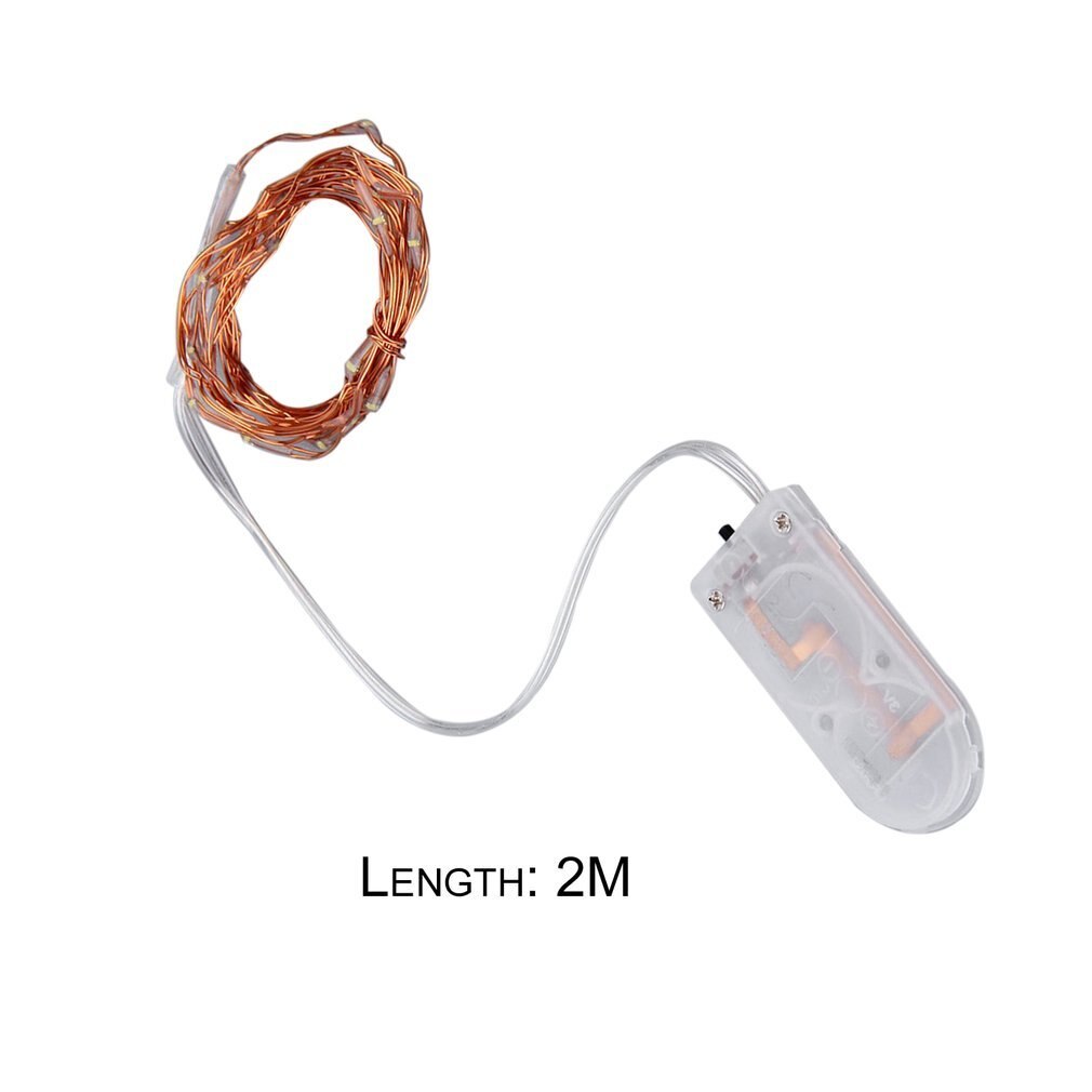 2m 20 LEDs Copper Wire String Fairy Lights Button Battery Operated LED for Christmas Party BBQ Wedding