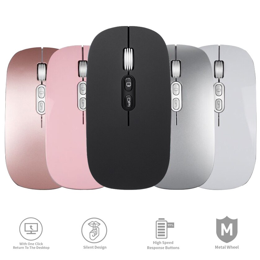 Thin M103 Rechargeable Wireless Mouse 2.4GHz Rechargeable Silent Mouse with 3 Adjustable DPI for Laptop/PC/MacBook