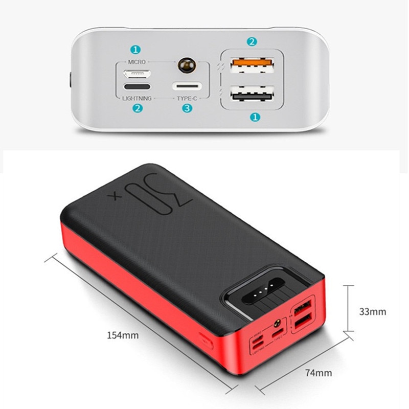 Power Bank 50000mAh Rollenmaschinenlinie Typc Micro USB QC Schnelle Aufladen Power Led-anzeige Tragbare Externe Batterie Ladegerät Für telefon tablet