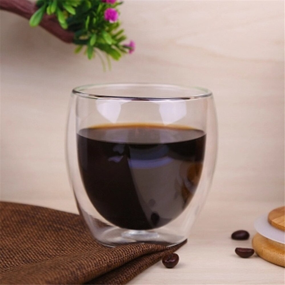 Dobbel vegg tekopp i glass varmebestandig kaffekrus sunne drikkevarer 80 250 350 450ml: 1 stk 250ml