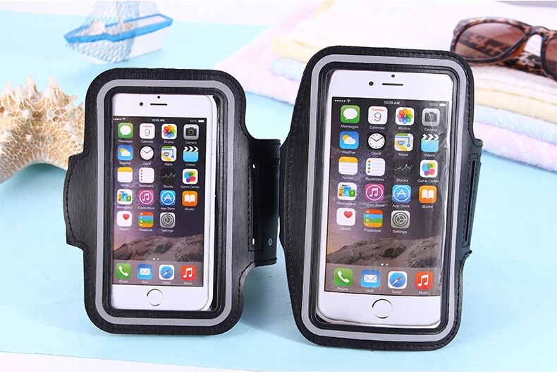 Universele outdoor sport telefoonhouder, armbandhoes voor samsung, sportschool hardloop telefoontas, armbandhoes voor iphone xs max voor samsung: Zwart l