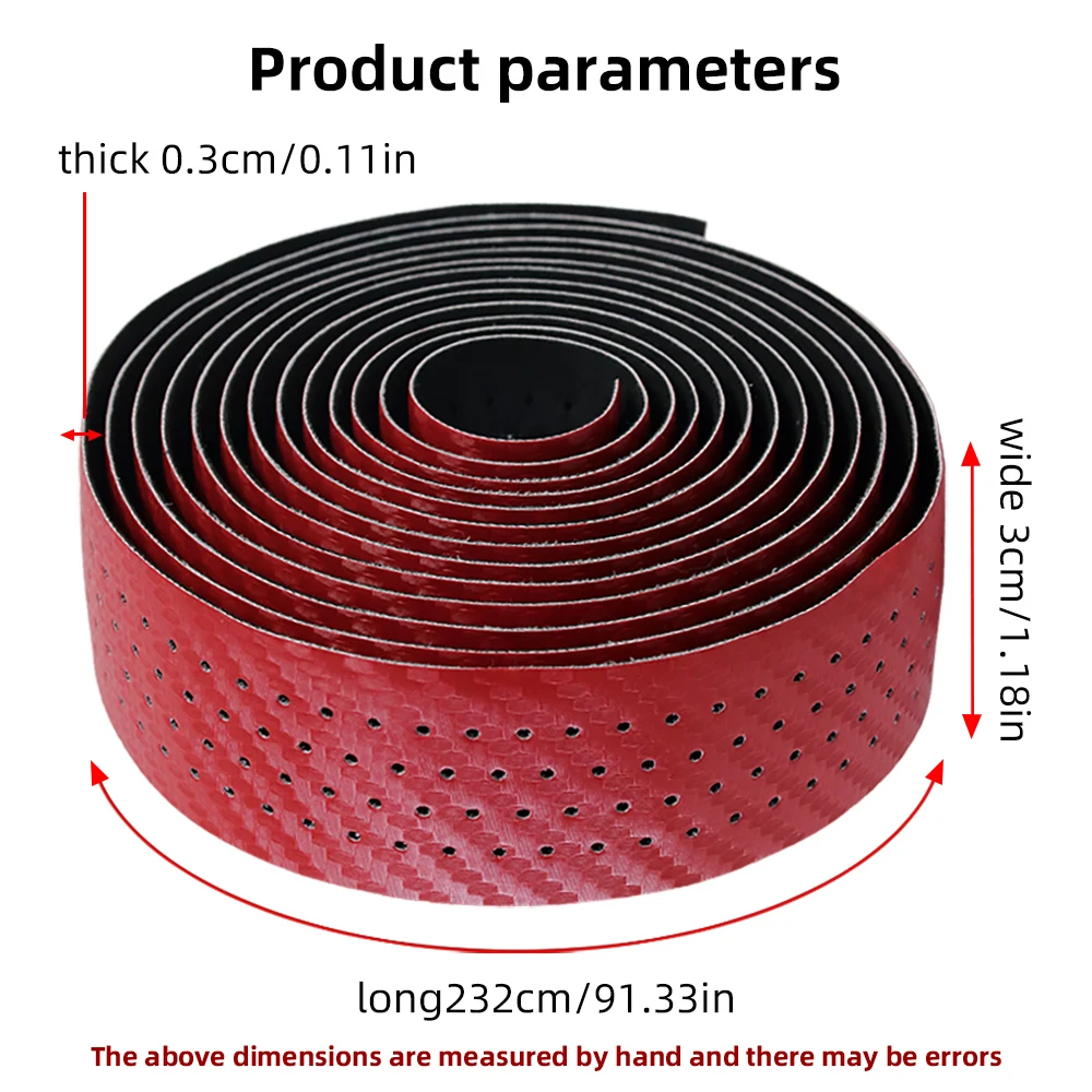 Carbon Fiber Pattern Road Bike Handlebar Tape Bar Tapes Soft Anti-Vibration Wrap Tape Durable Bar Bartape Perforated Breathable