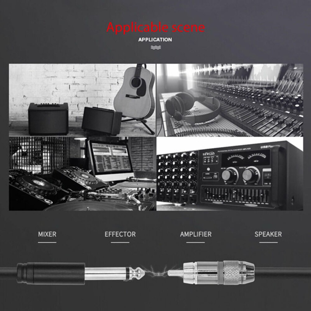 5FT 1/4 Inch TRS Jack To Dual RCA Cable Gold-Plated 6.35mm To 2 RCA Stereo Audio Reduce Noise Fidelity Effect Instruments Parts