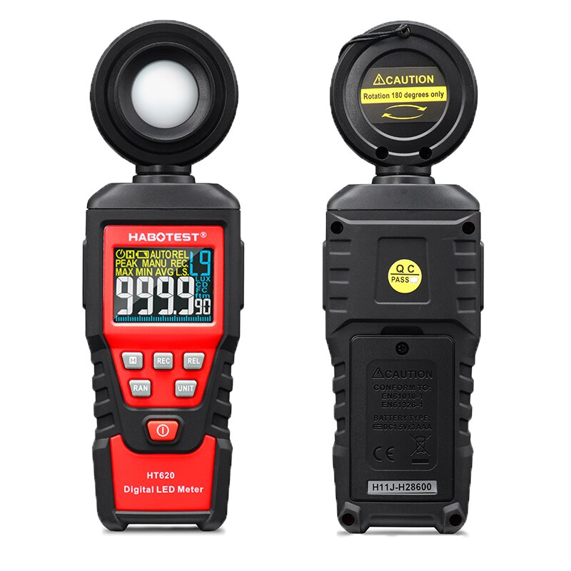 Handheld Light Meter LUX Digital Luxmeter Luminance Lux Fc Test Max Min Luminometer Photometer HT620 Series