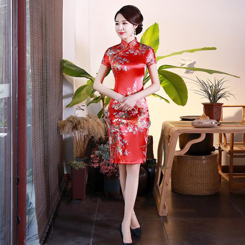 Chinese style cheongsam classic women's cheongsam plus size oriental bride wedding Chinese qipao dress evening skirt