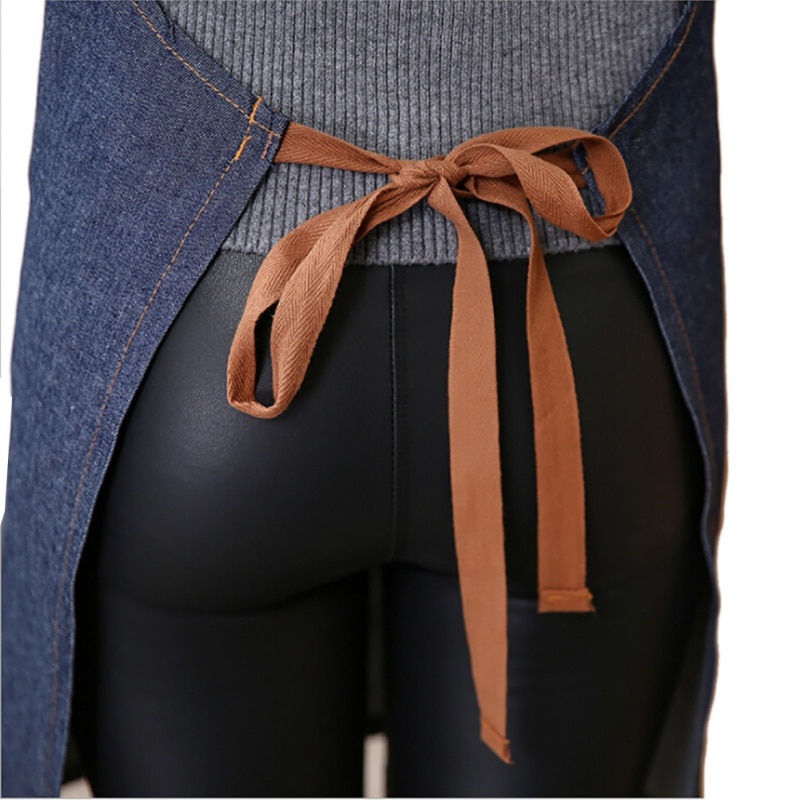 Denim Avental Antifouling Avental Unisex Adulto Aventais para Mulher Homens Simples Senhora Restaurante Cozinha que Cozinha o Avental de Cozimento Barista