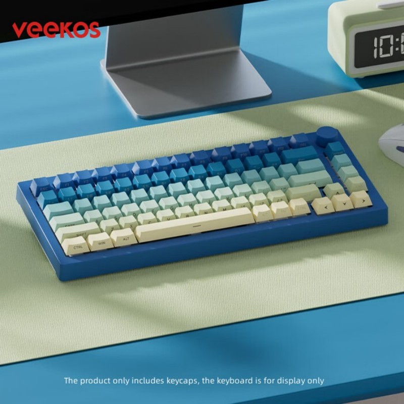 Veekos Gradient Side Printed Keycap Set Cherry Profile PBT Double Shot 136-Key Keycaps for MX Switch Custom Mechanical Keyboard
