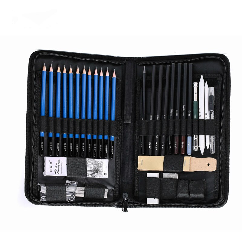 Drawing All Essential Drawing Supplies for Artists Kit KitHB-TZ60 HB-TZ62 Complete Sketching Pencil Set 40 Pieces