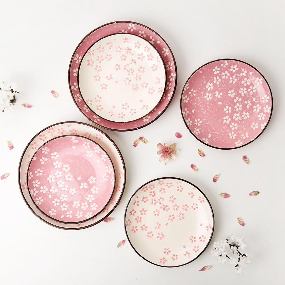 Sakura mønster keramisk tallerken middagsplader køkken bordservice frugt dessert kage retter snack bøf sushi tallerken serveringsskål