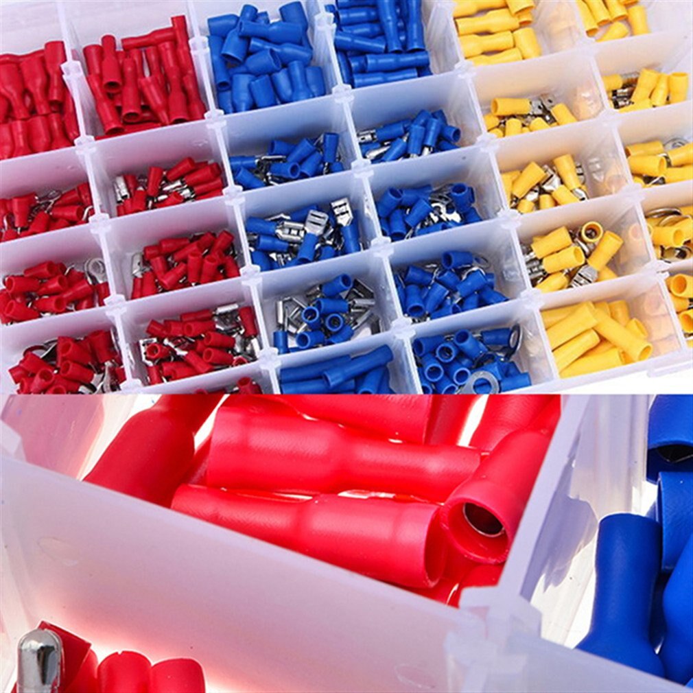 500pcs Electrical Cable Wire Connectors Assorted Insulated Crimp Terminals Spade Terminal Pliers Cold Press Pliers