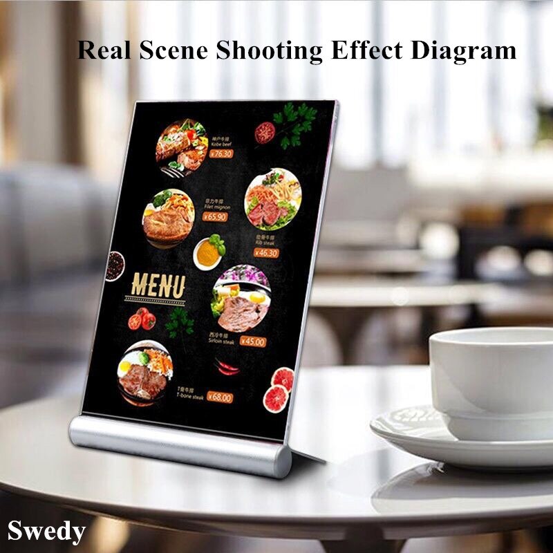 A4 Metal Acrylic Sign Holder Table Menu Holder Display Stand 8.5x11 L Shape Picture Photo Poster Frames For Desk Display