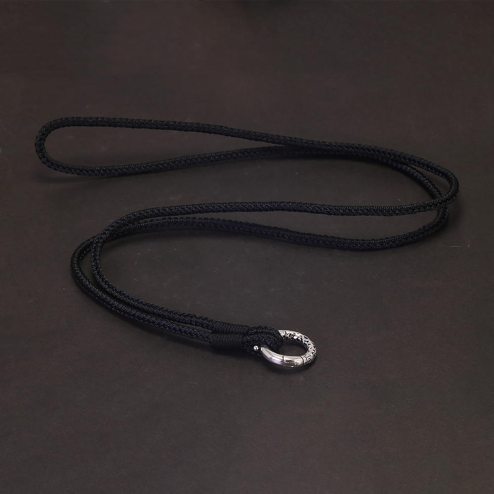 3mm geflochtene Baumwoll schnur Kette Männer Frauen 925 Sterling Silber Verschluss hohle runde Seil Halskette Schmuck Zubehör: Schwarz / 60cm