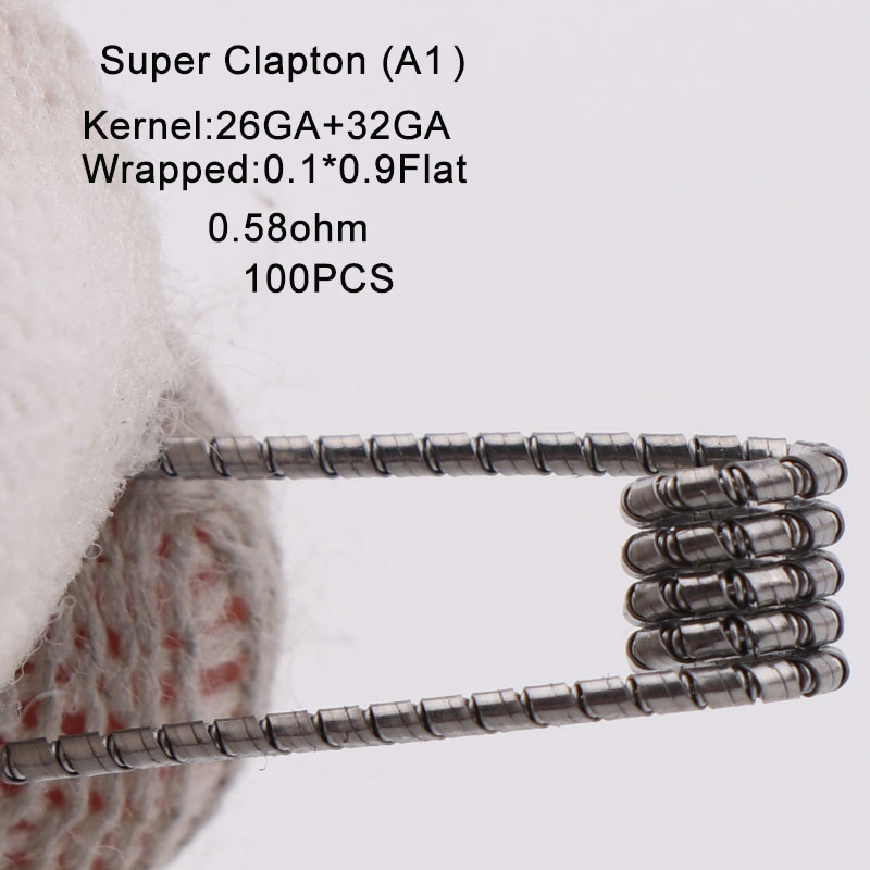 XFKM 100 stks/pak Giant juggernaut coils Seper juggernaut Clapton coil Alien taiji super Clapton Verwarming Weerstand rda coil: super-Clapton-a1-100