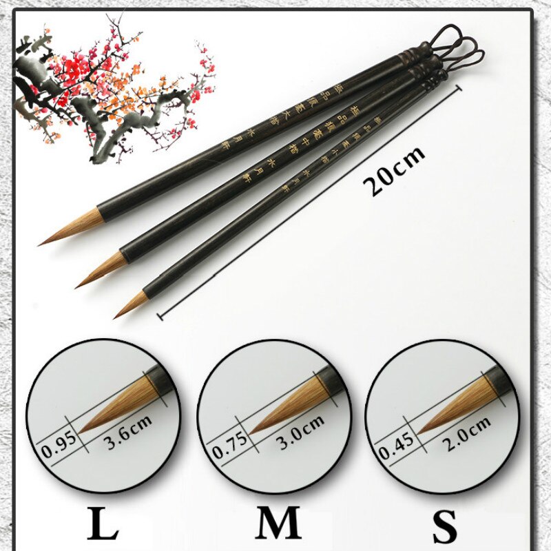 Chinese Brush Pen Set Chinese Wezel Haar Kleine Reguliere Script Brush Pen Set 3 Stks/set Chinese Wolf Haar Kalligrafie Borstels