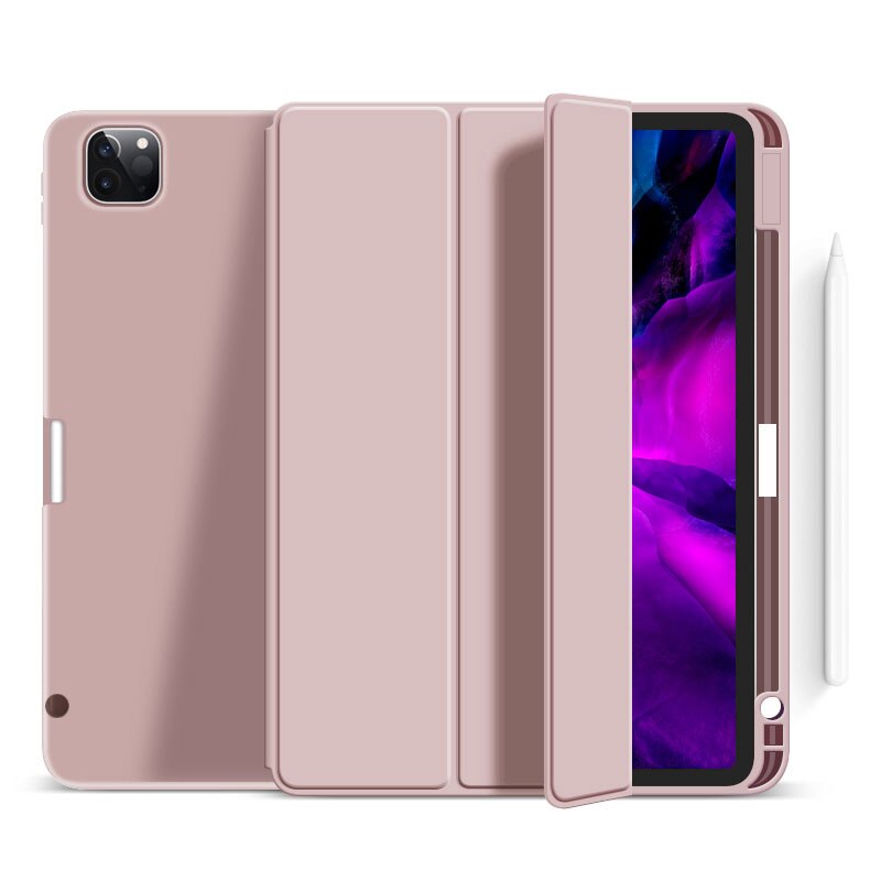 Goojodoq hoesje voor ipad pro 11 & , ultradunne pu leren smart cover zachte funda voor ipad pro 11 inch 2nd generatie hoesje: Roze / Ipad pro 12.9