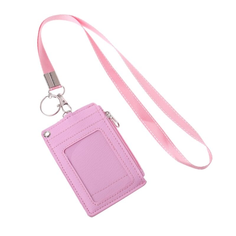 Business Credit Card Id Badge Portemonnee Holder Neck Strap Lanyard Sleutelhanger Y3NE: Roze