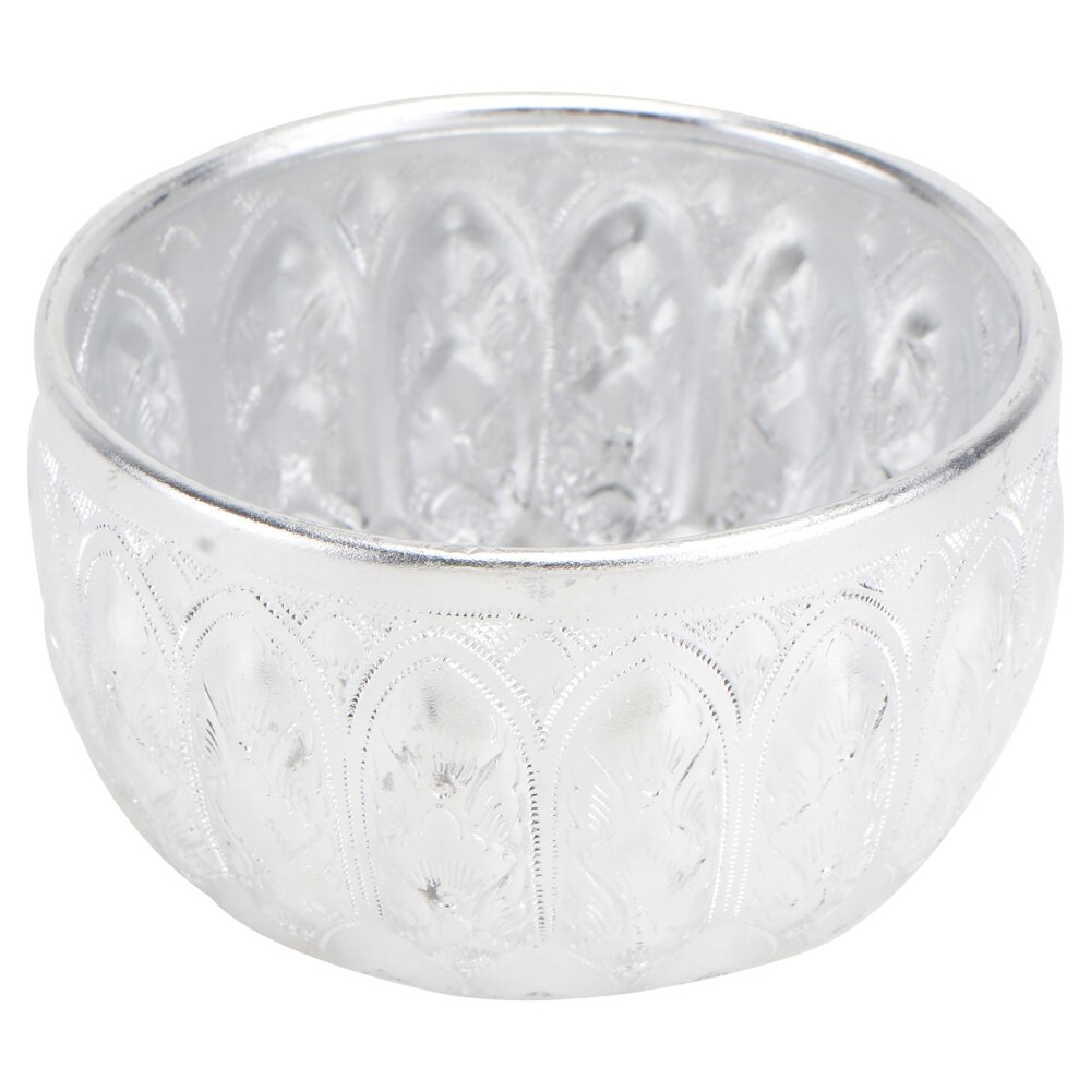 1Pc Huishouden Kom Ronde Kom Hand Gesneden Kom Keukengerei (Zilver): Default Title