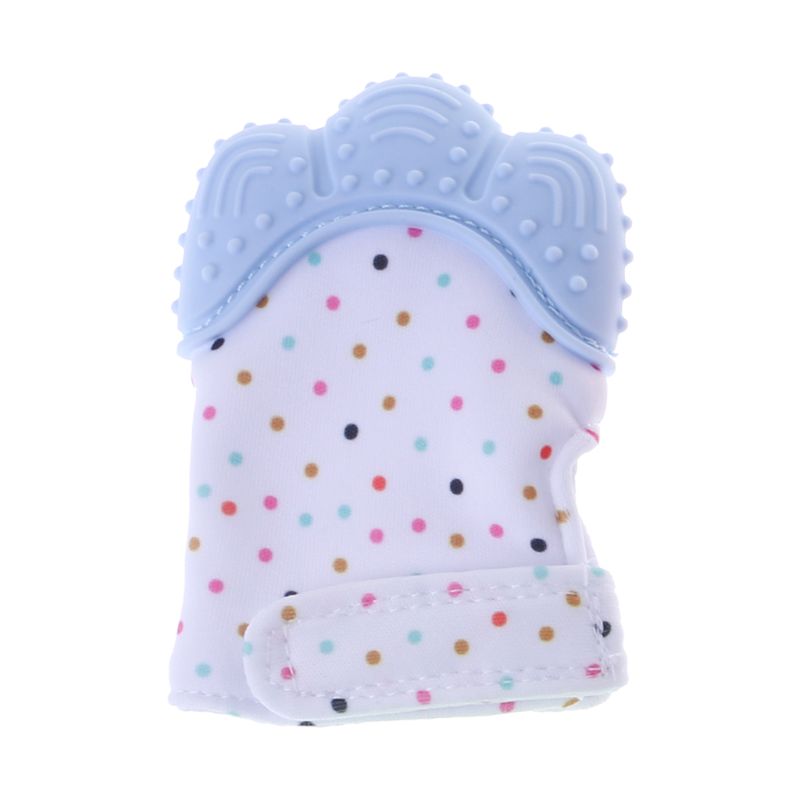 Baby teether hansker knirkende slipetenner tannpleie tannkjøtt smertelindring nyfødt bitt tygg lyd leker justerbar tannkitt: Bl