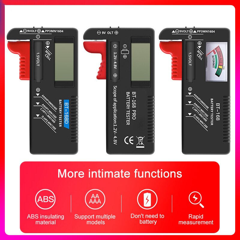 BT-168 Digital Battery Capacity Tester Universal BT168 Battery Tester AA/AAA//9V/1.5V Battery Testing Tool тестер аккумулятора