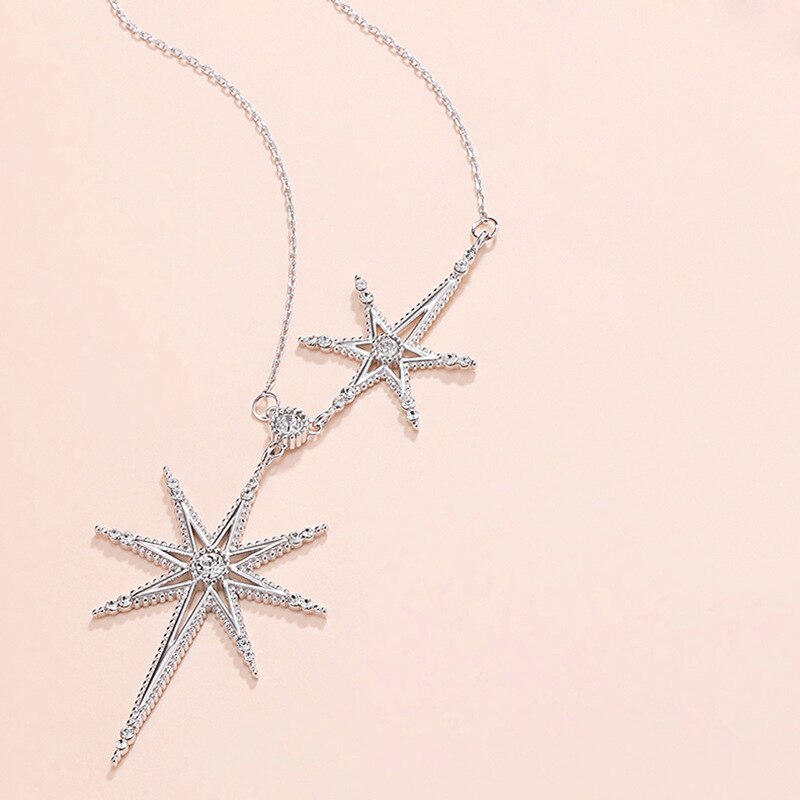Charm Star Lab Diamond cz pendant 925 sterling silver Party Wedding Pendant chain necalace for women Bridal Jewelry