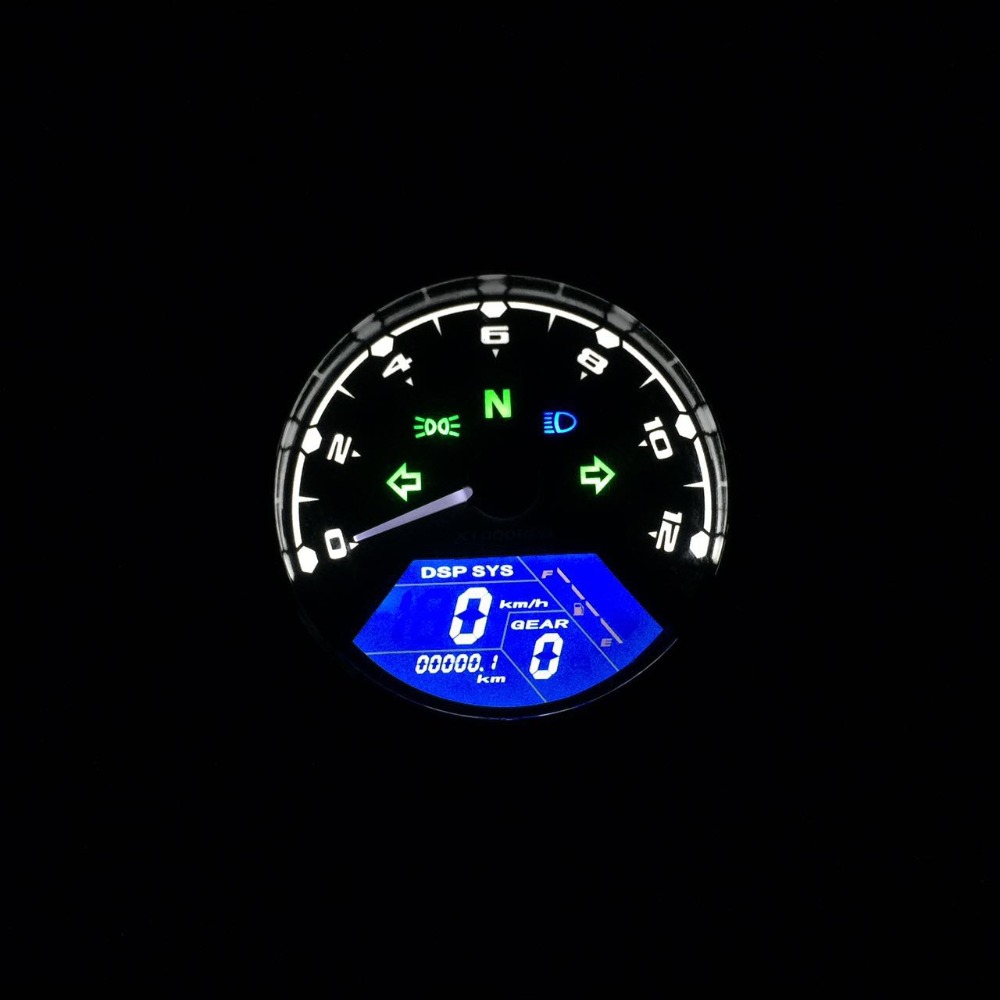 12000 tr/min kmh/phe moto universelle LCD Signal compteur de vitesse tachymètre odomètre jauge indicateur de vitesse Cruiser Chopper café Racer