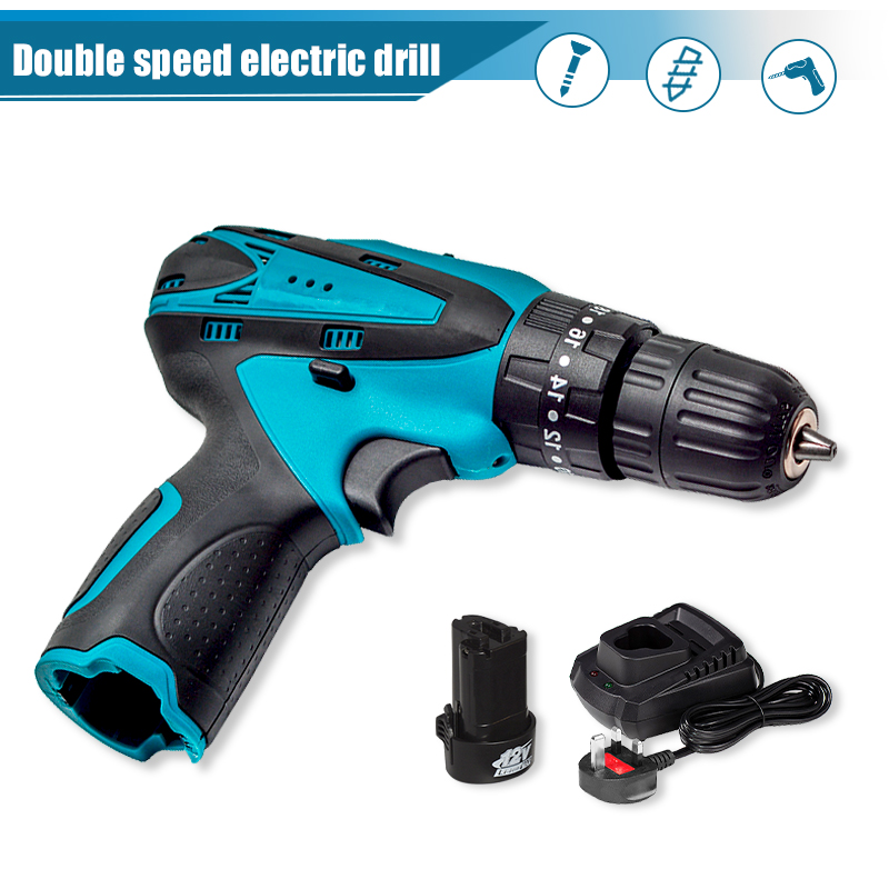 12V 32N. M Elektrische Schroevendraaier Elektrische Boor Lithium Batterij Mini Boor Draadloze Schroevendraaier Power Tool Voor Makita 12V Batterij: UK 1Battery 1Charger