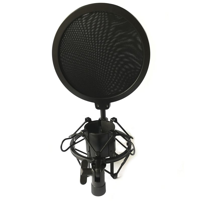 Microphone Mic Shock Mount With Shield Articulating Head Telescoping Height Microphone Holder Stand Bracket