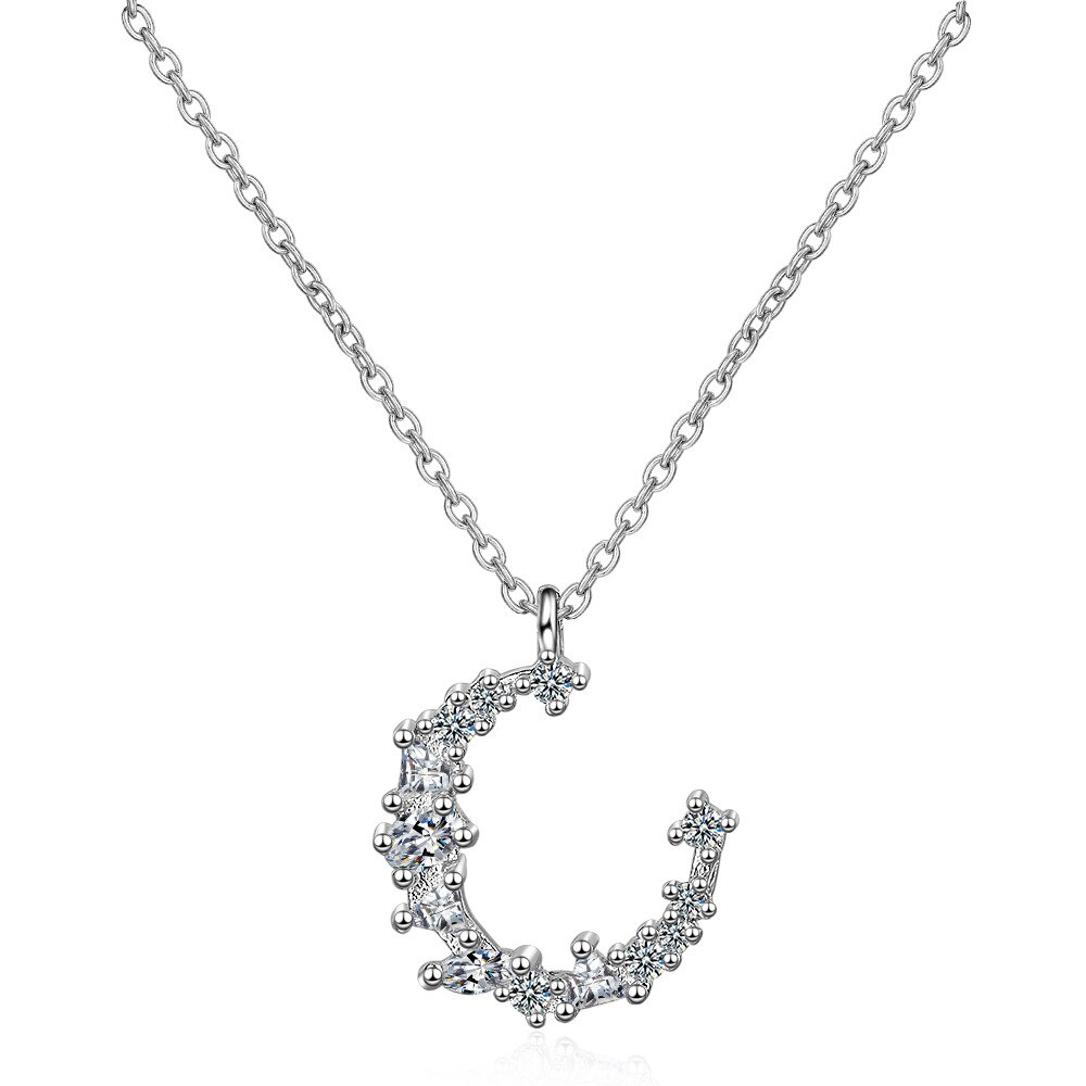 Conjunto de joyería nupcial para mujer, , gargantilla de luna de Plata de Ley 925, collares, pendientes de circonia cúbica llamativa, aretes