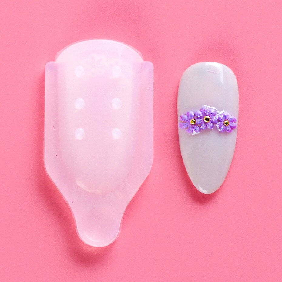 Anggya 3 stk diy nail stamper silikon sjablong blomst prege form uv gel lakk carving 3d markeringsmal nail art verktøy dekor