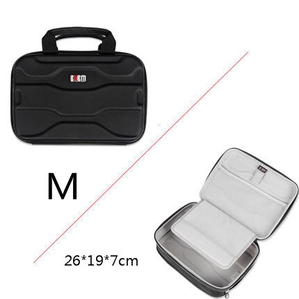 Bubm Capaciteit Uitbreiding Power Bank Bag Organizer Case Digitale Ontvangst Pakket Adapter Houder Handtas Travel Organizer Zwart: M