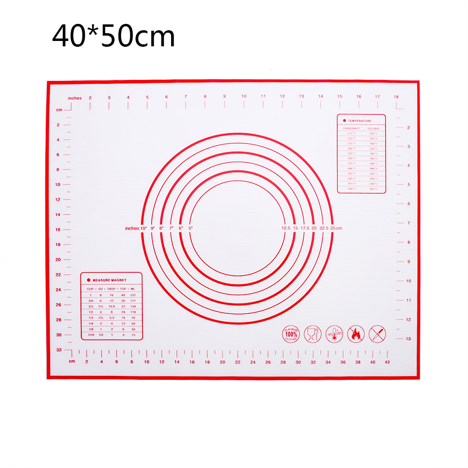 Vip Siliconen Bakken Mat Milieuvriendelijke Mat Voor Rolling Deeg Pad Grote Non-stick Oven Patisserie Bakken Accessoires Gereedschap: 40X50CM Red