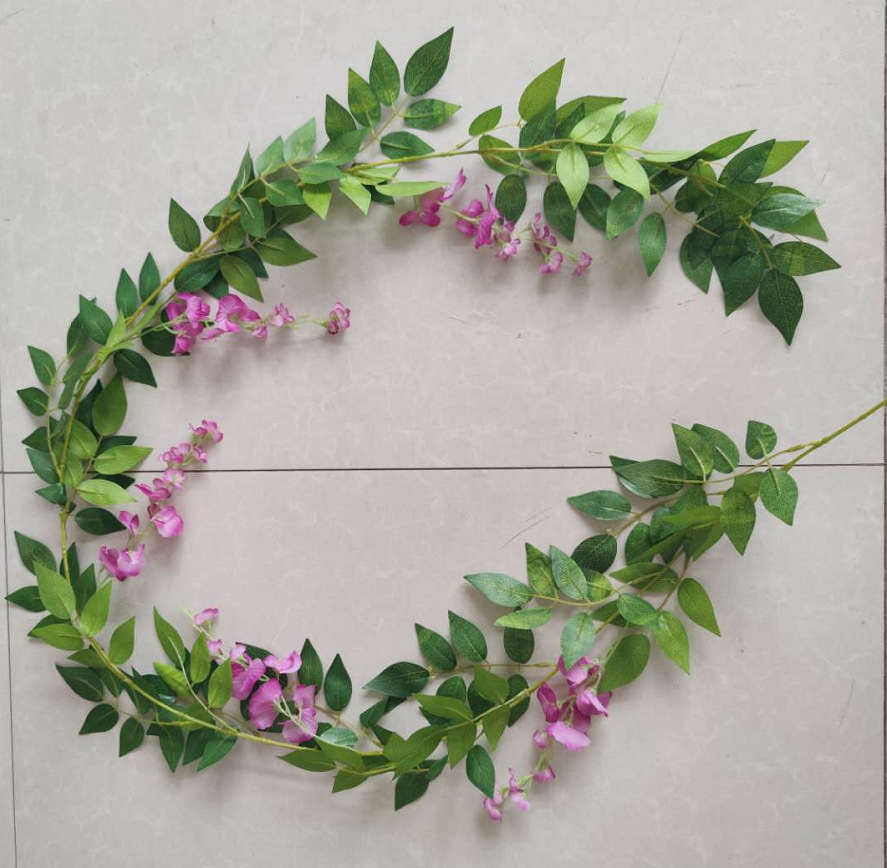 Guirnalda de hojas de Sauce de eucalipto verde Artificial, vid, boda, verde, hogar, de cumpleaños, mesa, pared, decoración de hojas verdes: model 6