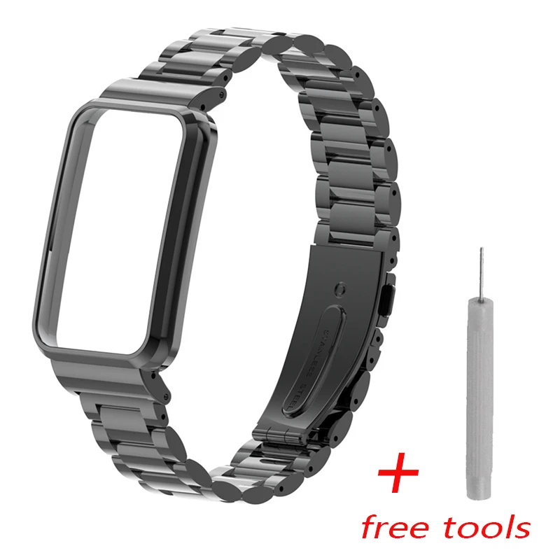 Correa de acero inoxidable para Xiaomi Mi Band 7 Pro, pulsera para reloj inteligente, Protector de caja de Metal, cubierta de pulsera para Mi Band 7 Pro: Caqui