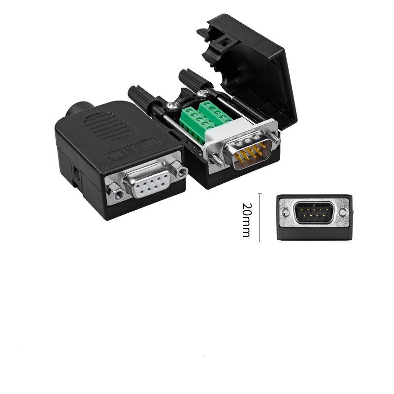 DB9 Connector RS232 Mannelijke/Vrouwelijke D-SUB 9 Pin Plug RS485 Breakout Terminals 21/24 Awg Wire Solderless Com Connectors DB9