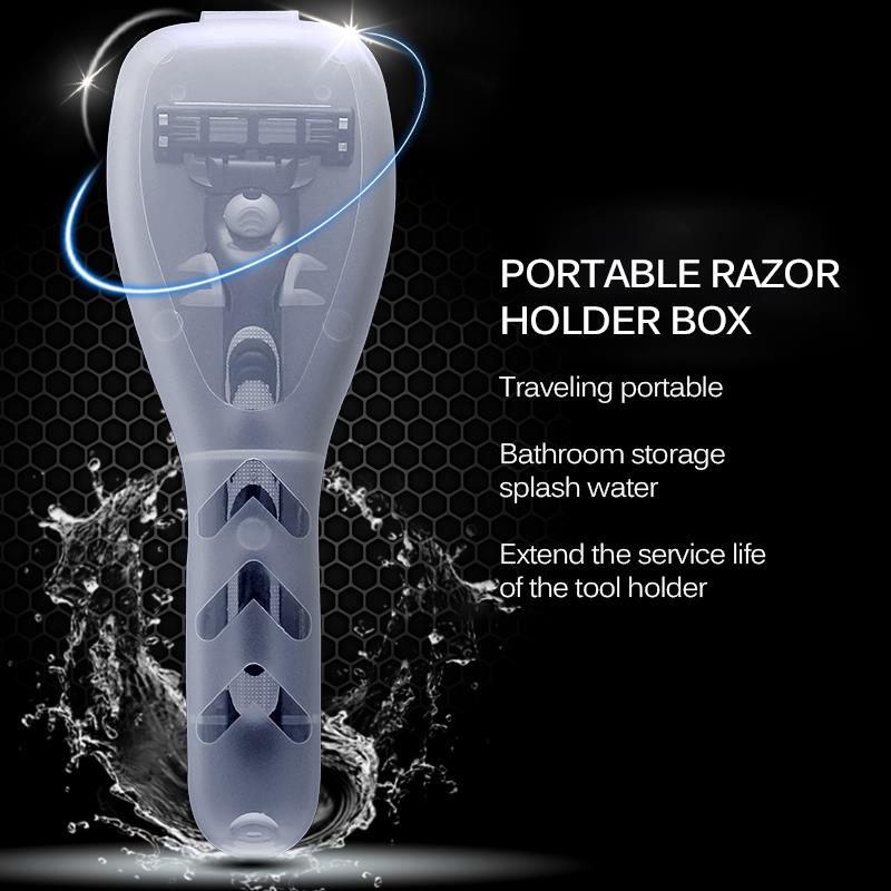 Men'S Razor Box Razor Blades Holder Shaving Machine Storage Box Shaver Travel Case Transparent Razor Storage Box