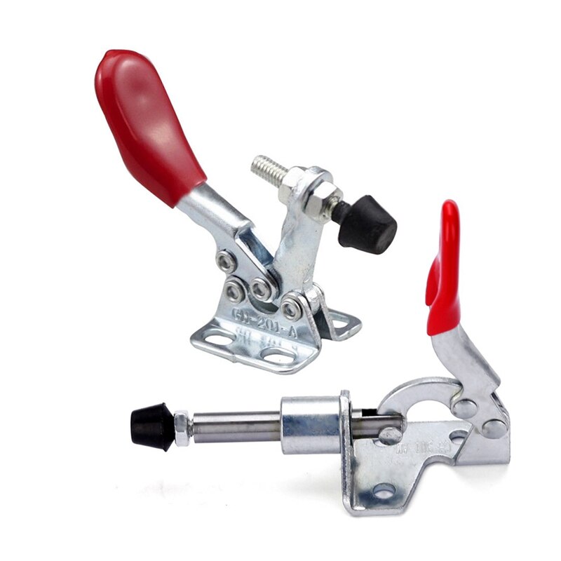 1Pcs Hand Tool Toggle Clamp Vertical with 4 PCS 60 Lbs Antislip Covered Hand Tool Toggle Clamp Horizontal Clamp 201A