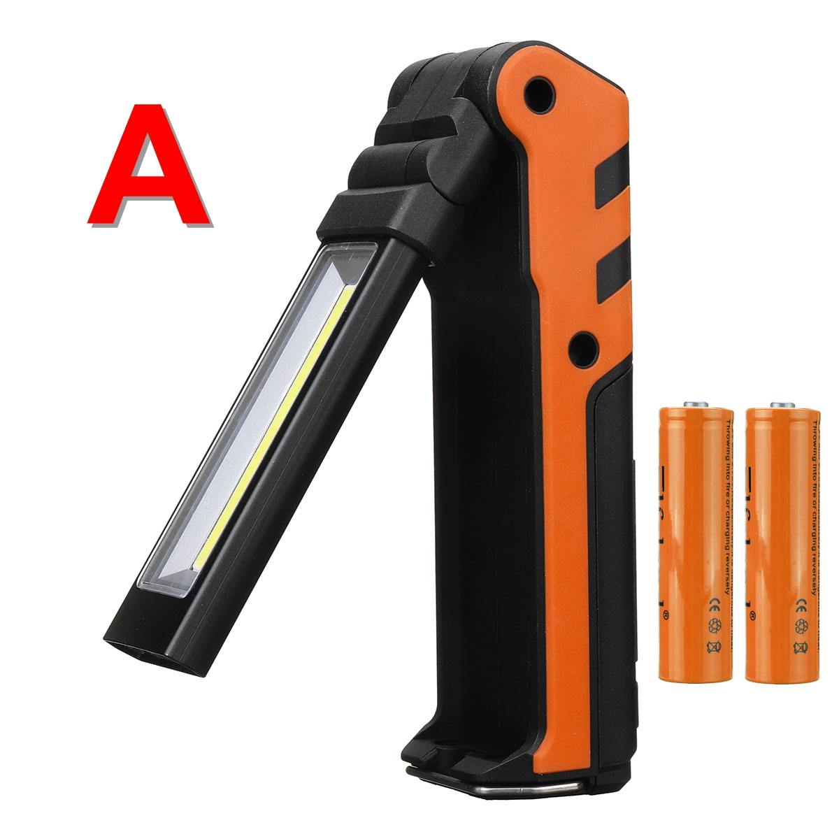 Projecteur portable bimodal COB ESEN106, rechargement USB, avec batterie, spot étanche et aimanté équipé d'une poignée, 2 modes, accumulateur 18650: Orange