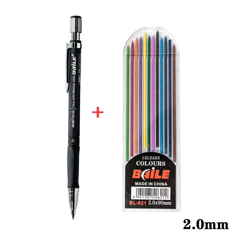 2.0mm Mechanical Pencil Lead Cute 2B Automatic Pencils with Lead Set for Art Sketch Drawing Painting Tools Kawaii Stationery: Colorful Set A