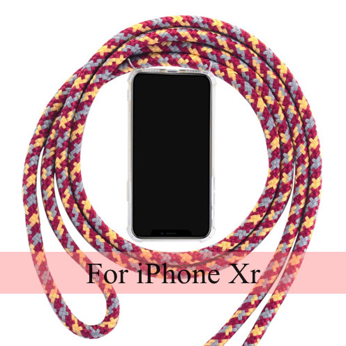 Strap Cord Phone Case for iPhone X XS Max XR Necklace Lanyard Carry Protective Phone Cover to Hang For iPhone XR XS Max X Chain: Red-Yellow  (Xr)