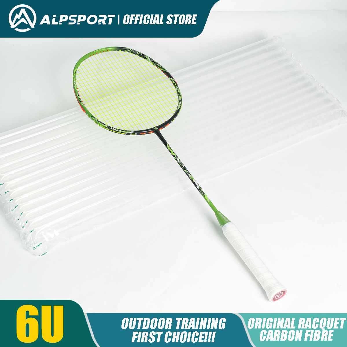ALPSPORT Asura 6U MAX 38LBS G5 Black Badminton Racket Full Carbon Fiber Original Pro Offensive for Teens & Outdoor Sports: Light Grey