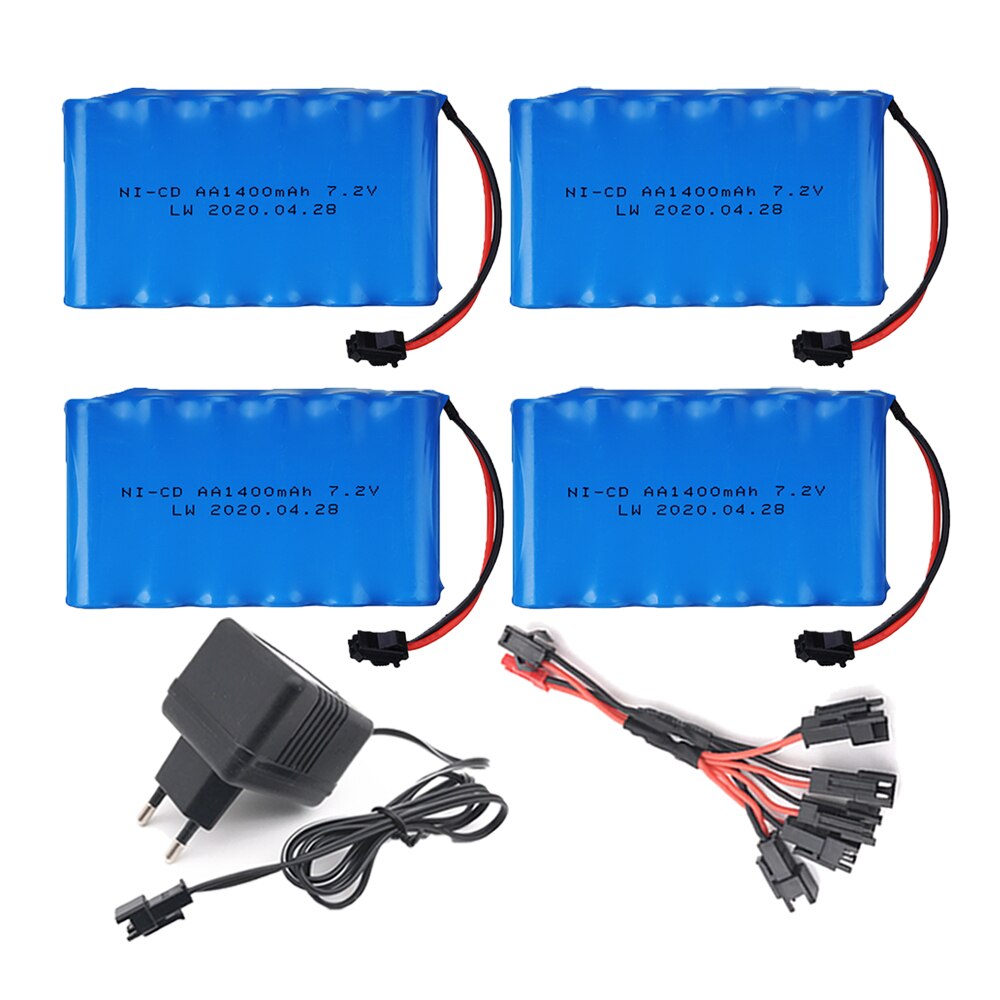 7.2 V 1400 mAh Ni-Mh batteria ricaricabile spina SM con caricabatterie per RC Camion RC auto RC barca del RC serbatoio parti nimh AA 7.2 v 1400 mah: 4pcs EU 5in1