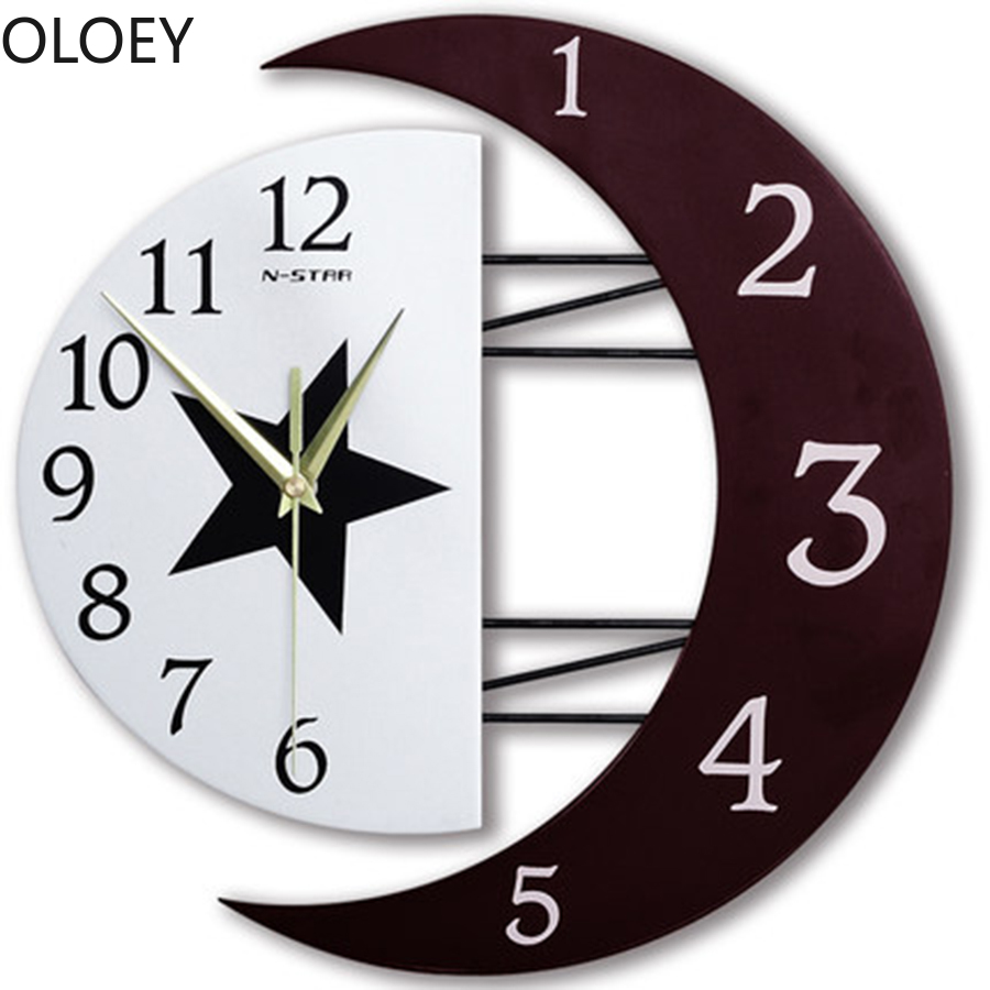 Luxus Große 3d Wanduhr Sterne Kreative Metall Saat Moderne Zauberstab Uhren Mond Heimat Dekor Großen nordisch Küche Dekorative neue
