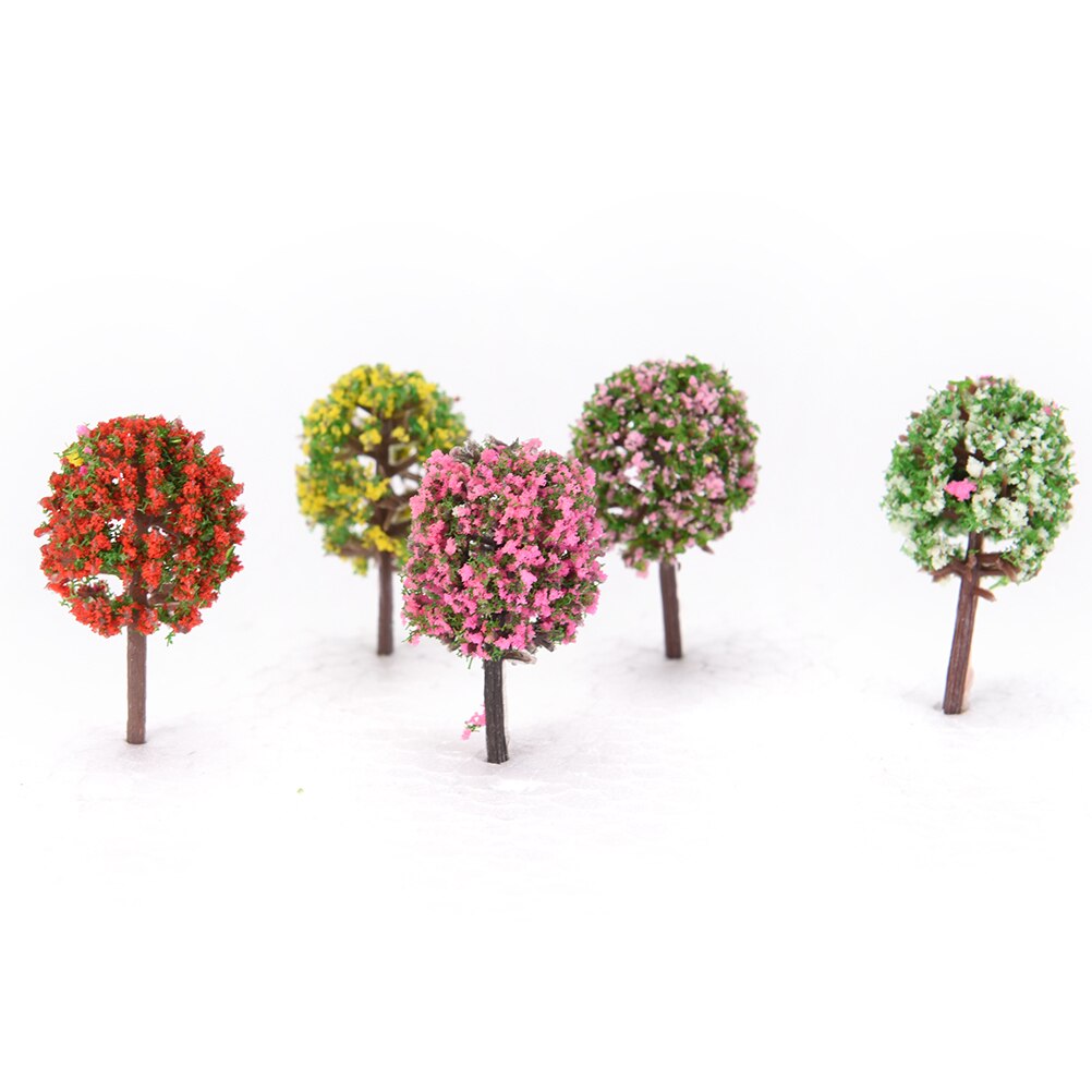 5Pcs Mini Tree Fairy Tuin Decoraties Miniaturen Micro Landschap Hars Ambachtelijke Bonsai Beeldje Tuin Terrarium Accessoires